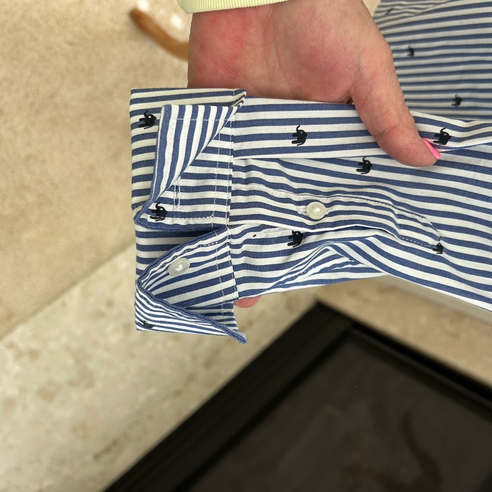 Banana Republic Navy and White Striped RILEY Tailored Shirt - Picture 4 of 8